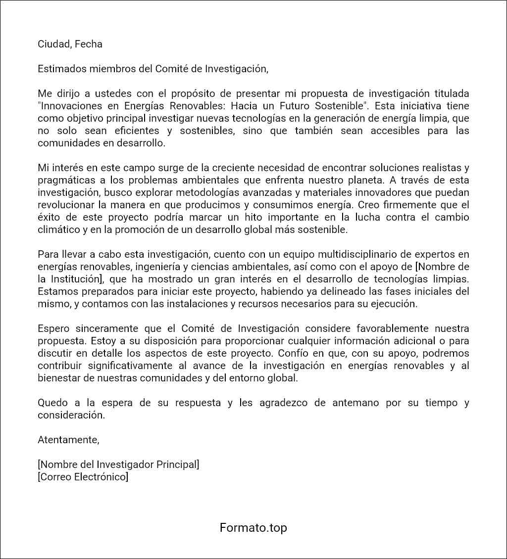 la mejor Carta de presentación de una propuesta de investigación